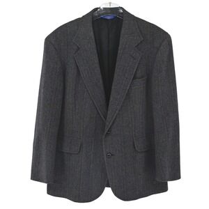 VTG Pendleton Wool Herringbone Blazer 42 44 Suede Elbow Patch READ Moth Holes